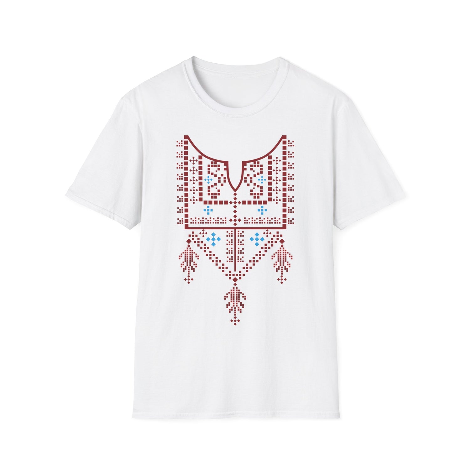 Red Palestinian Tatreez Unisex Softstyle T-Shirt