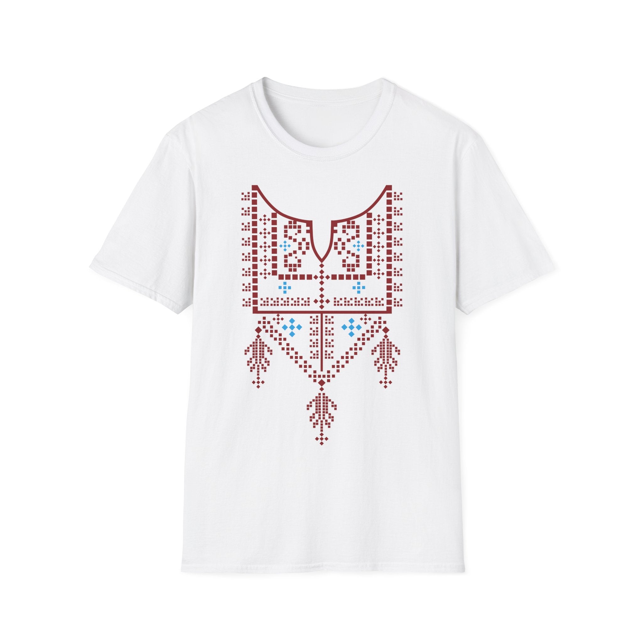 Red Palestinian Tatreez Unisex Softstyle T-Shirt