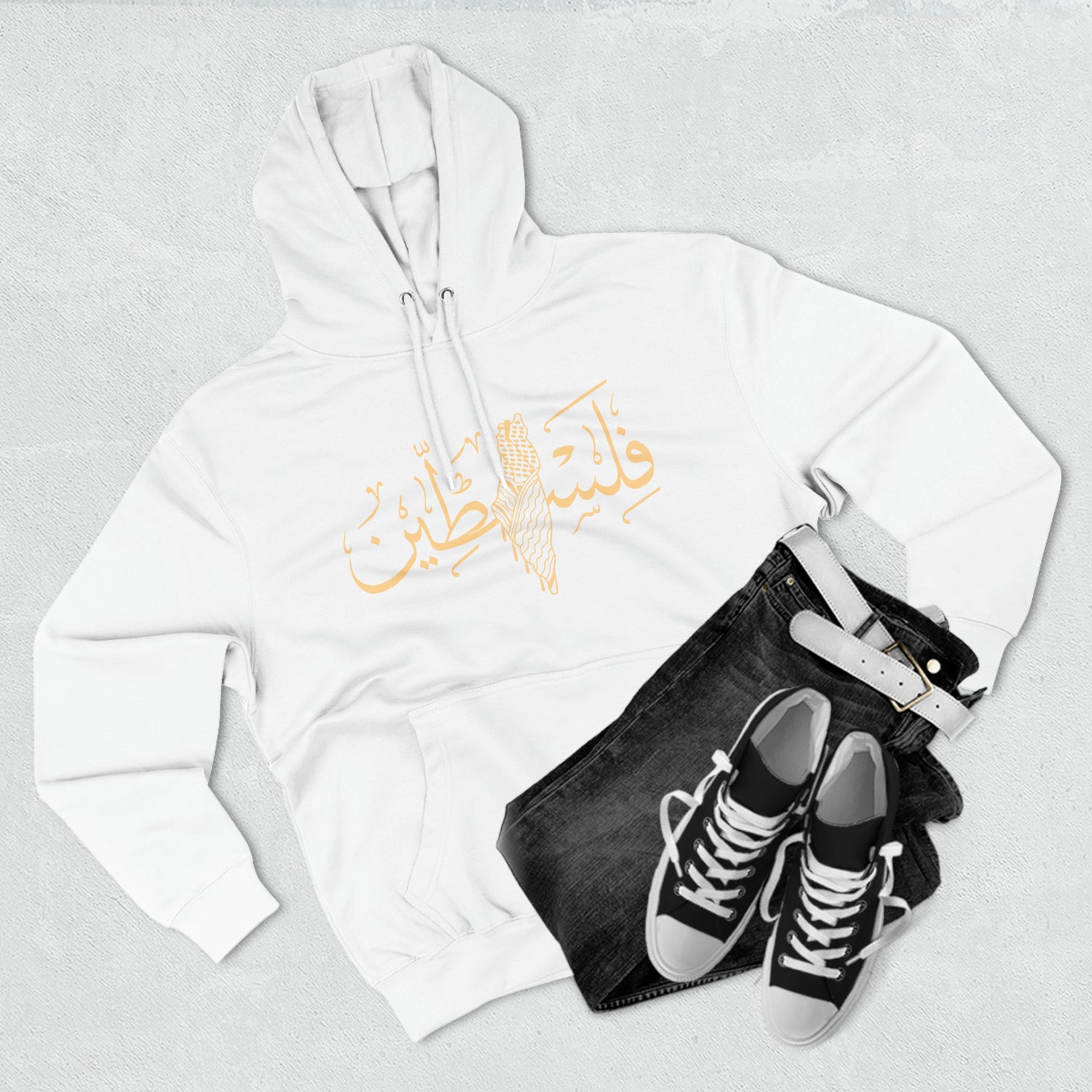 Palestine Gold Calligraphy Unisex Premium Pullover Hoodie