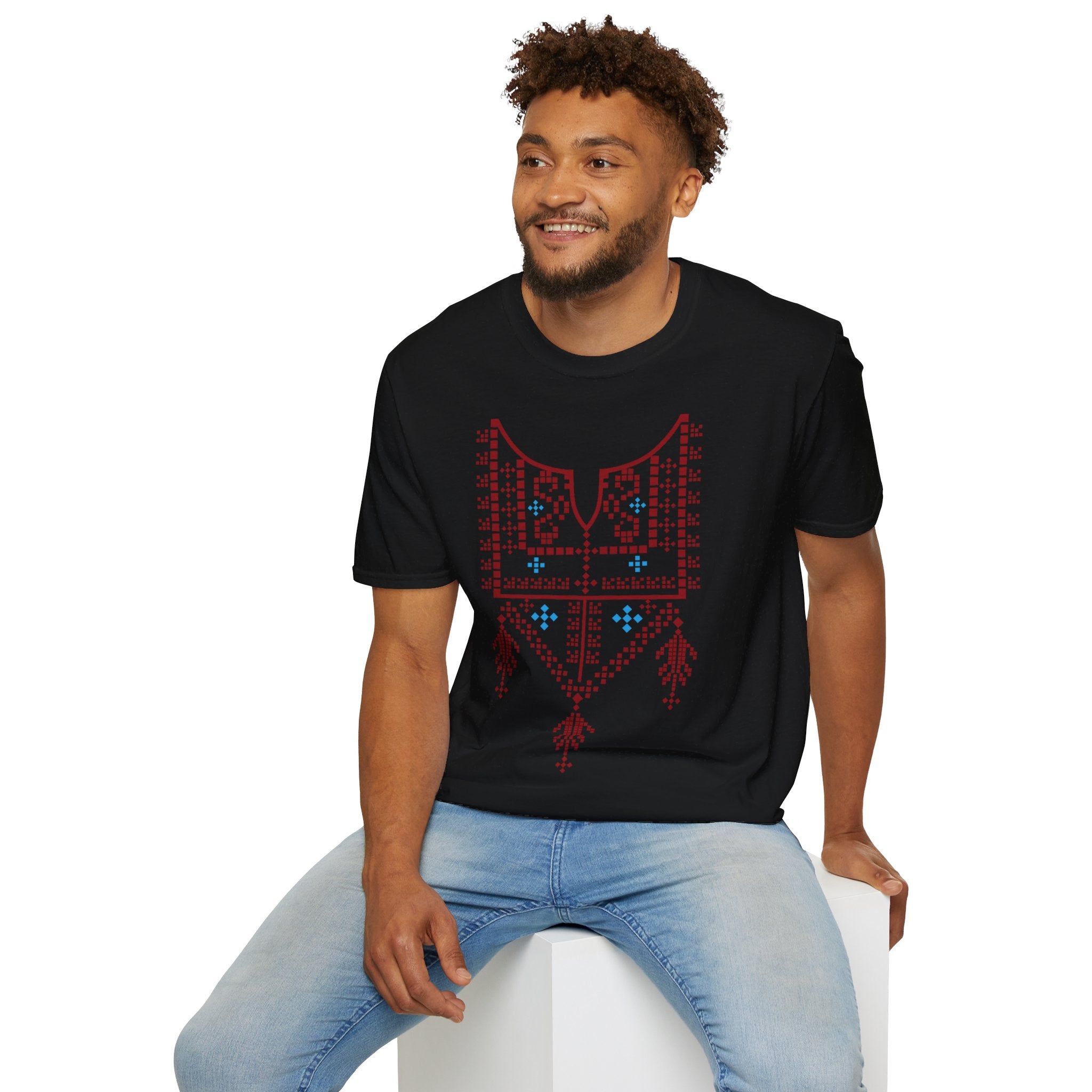 Red Palestinian Tatreez Unisex Softstyle T-Shirt