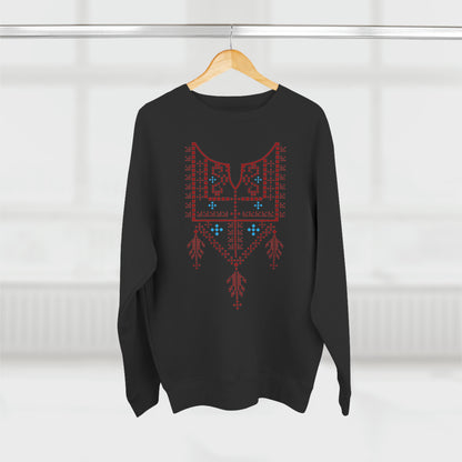 Palestinian Red Tatreez Unisex Premium Crewneck Sweatshirt