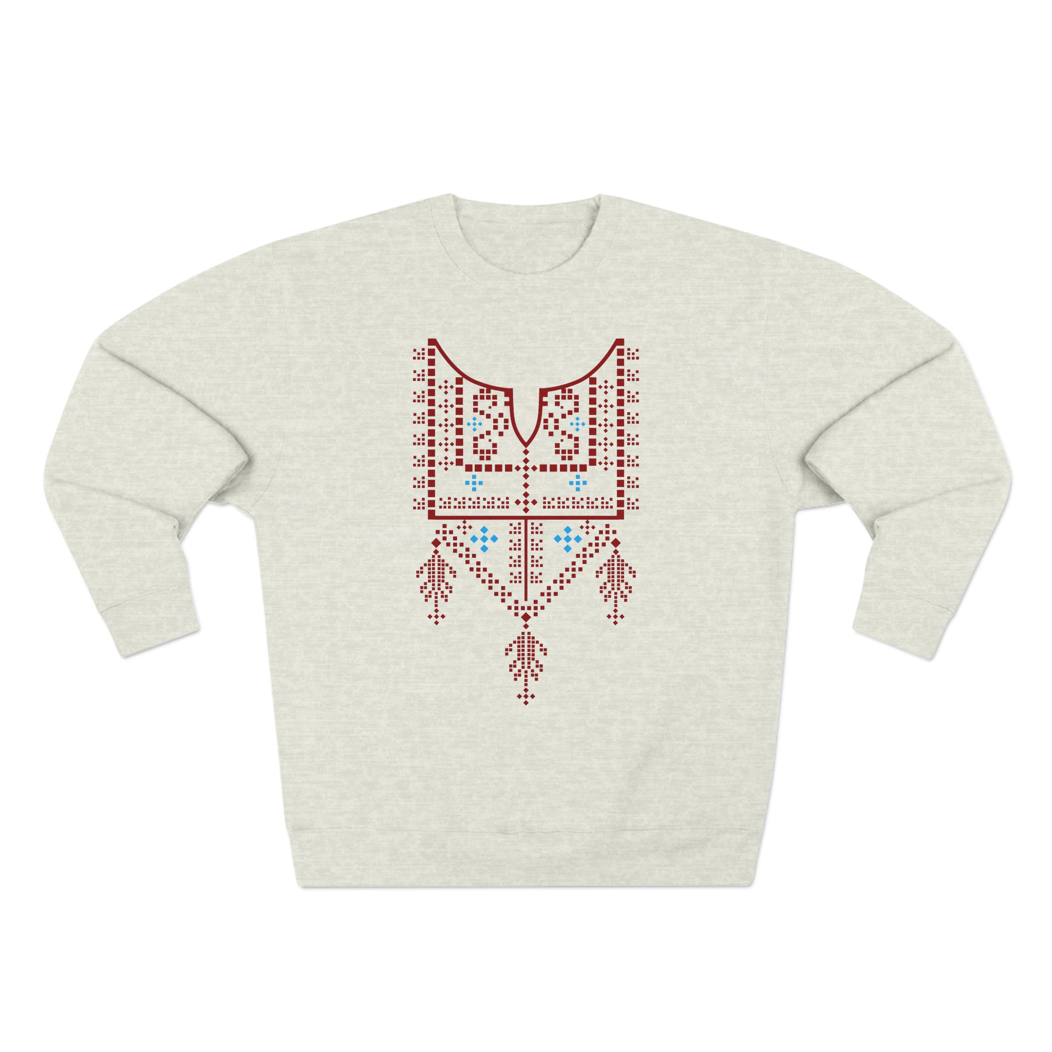 Palestinian Red Tatreez Unisex Premium Crewneck Sweatshirt