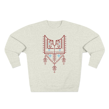 Palestinian Red Tatreez Unisex Premium Crewneck Sweatshirt