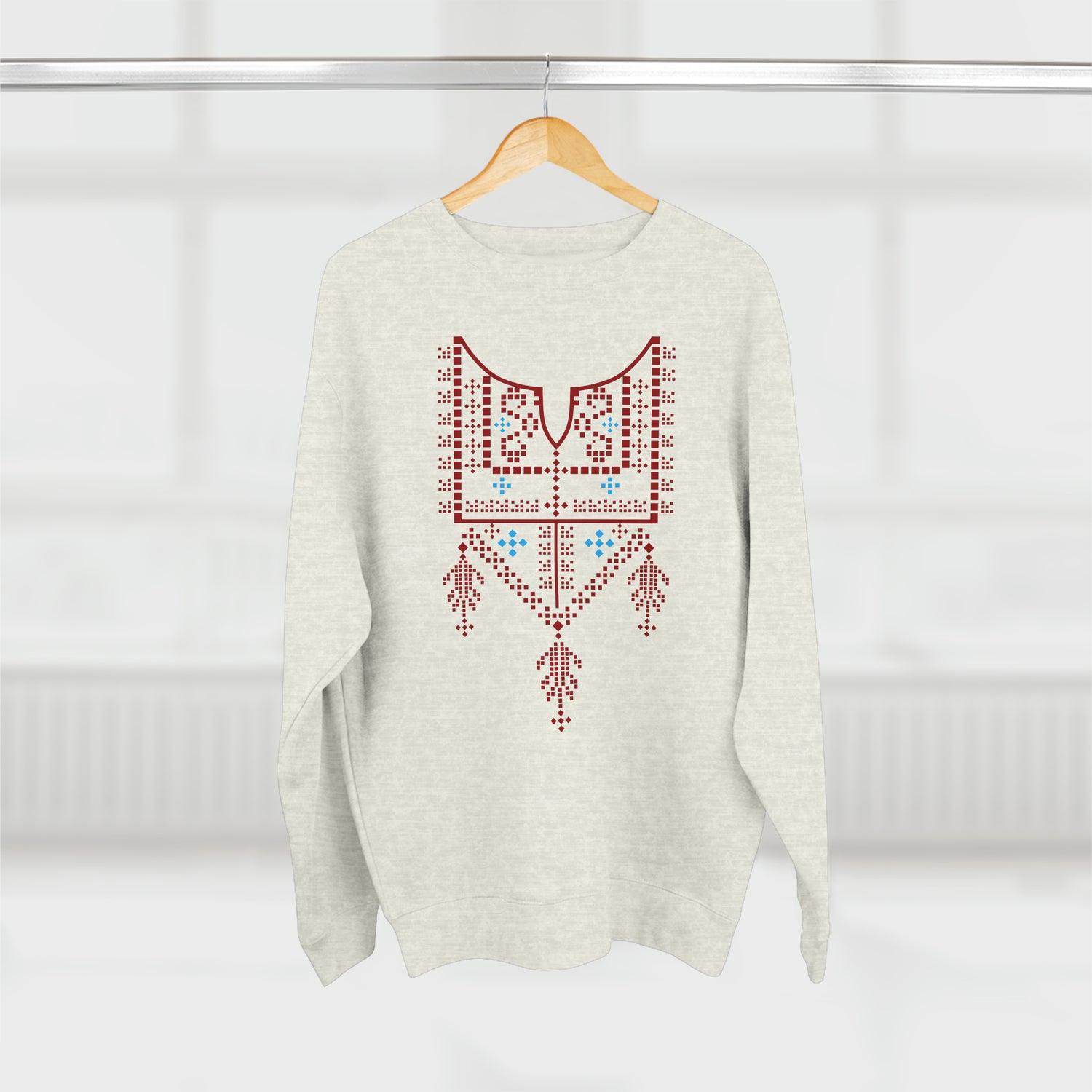 Palestinian Red Tatreez Unisex Premium Crewneck Sweatshirt