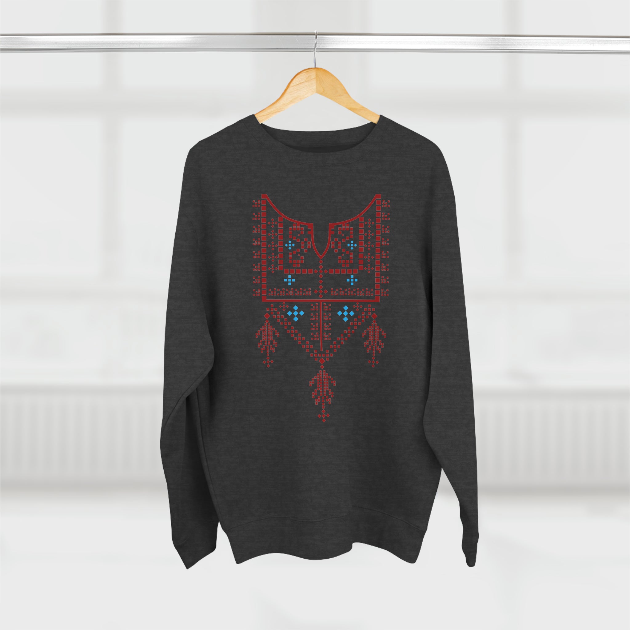 Palestinian Red Tatreez Unisex Premium Crewneck Sweatshirt