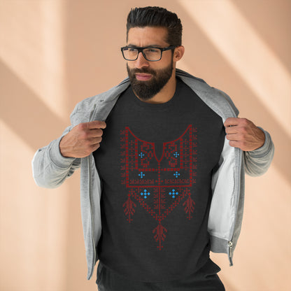 Palestinian Red Tatreez Unisex Premium Crewneck Sweatshirt