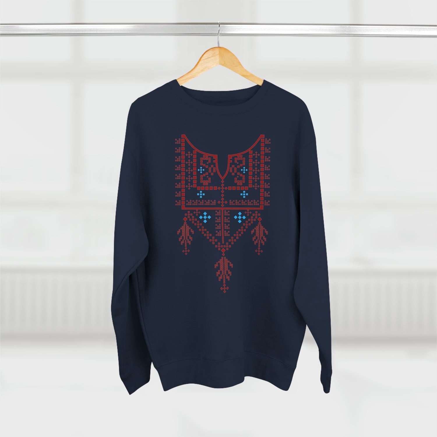 Palestinian Red Tatreez Unisex Premium Crewneck Sweatshirt