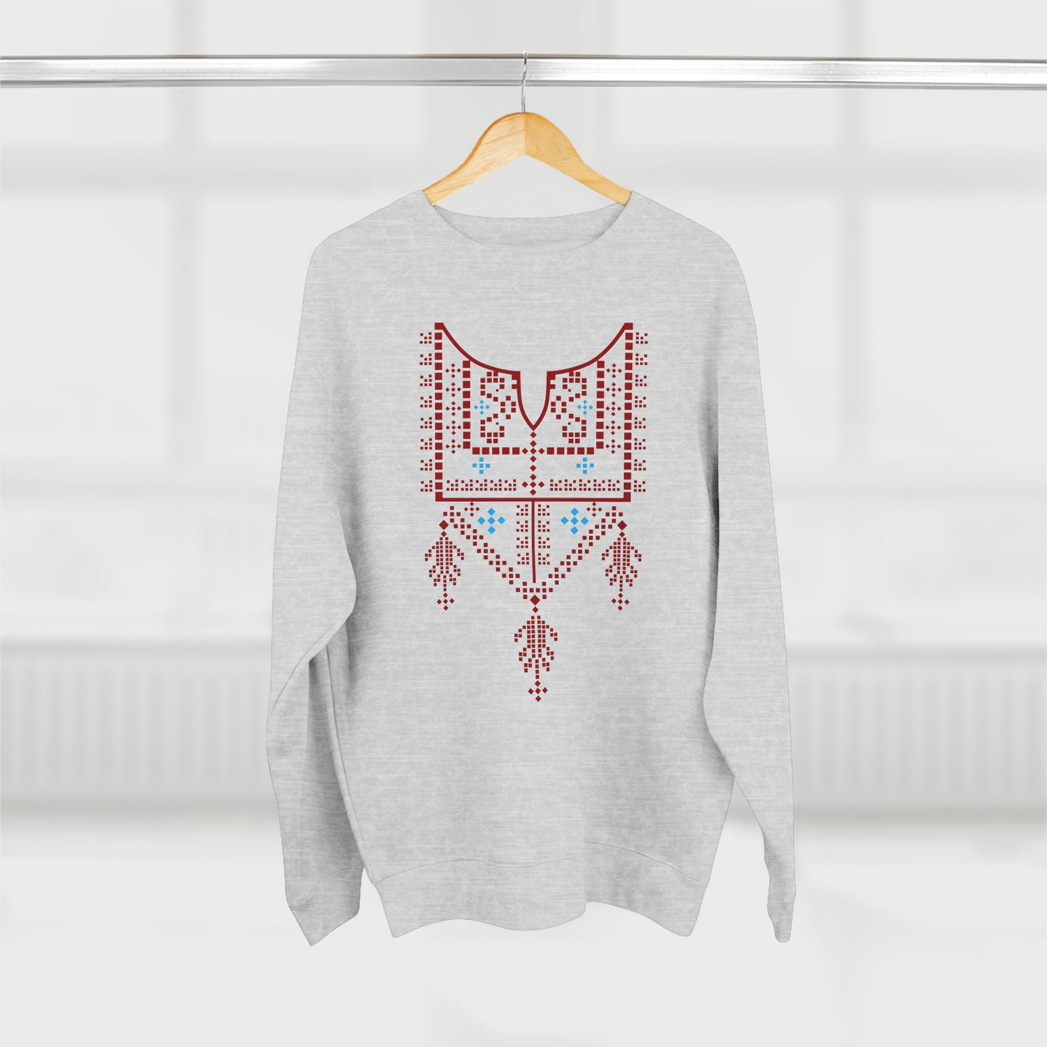 Palestinian Red Tatreez Unisex Premium Crewneck Sweatshirt