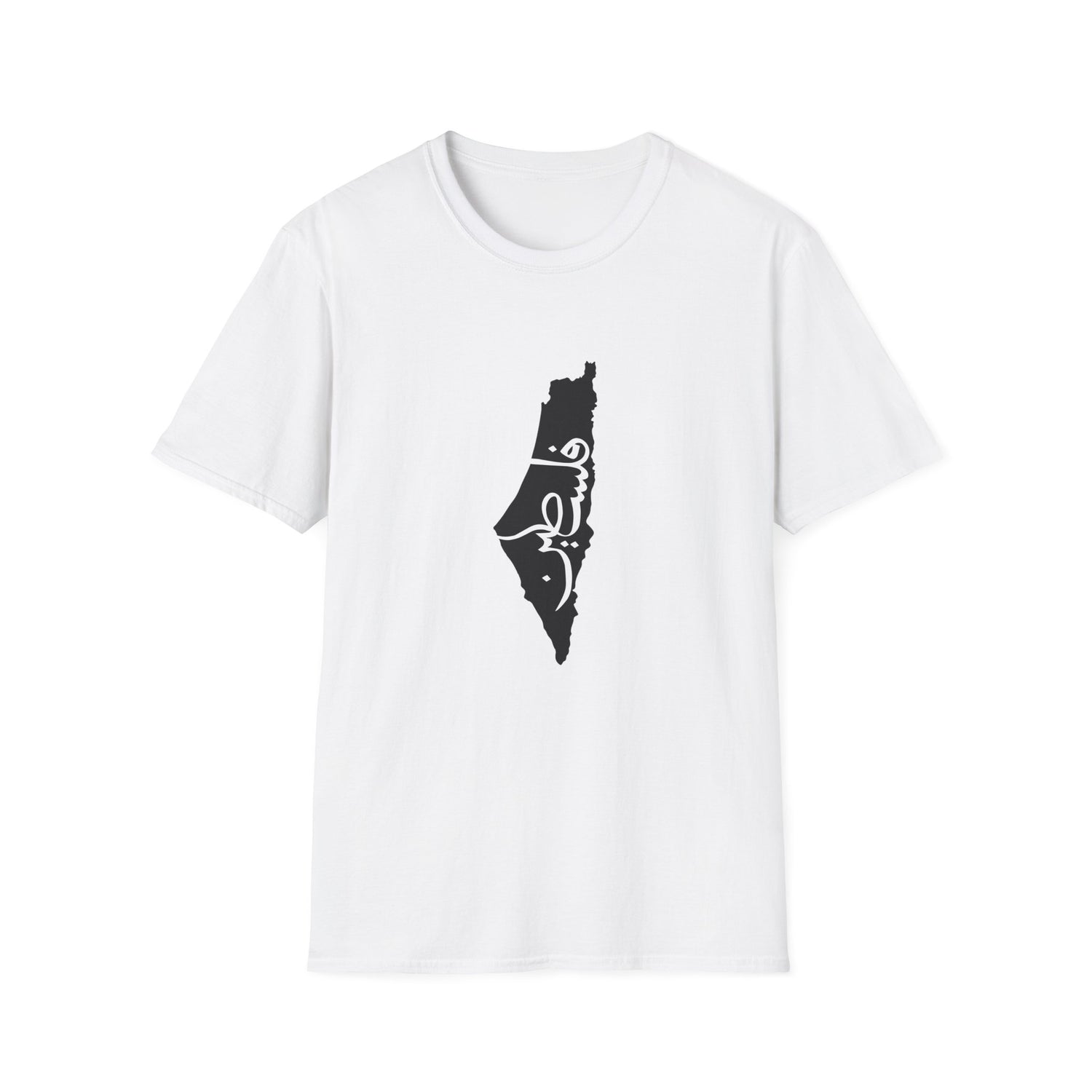 B&amp;W land of Freedom Map Tatreez Unisex Softstyle T-Shirt