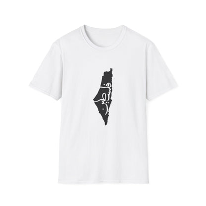 B&amp;W land of Freedom Map Tatreez Unisex Softstyle T-Shirt